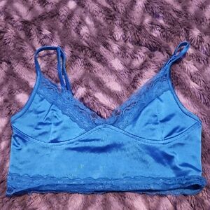 Women's Blue Lace Trim Bralette
